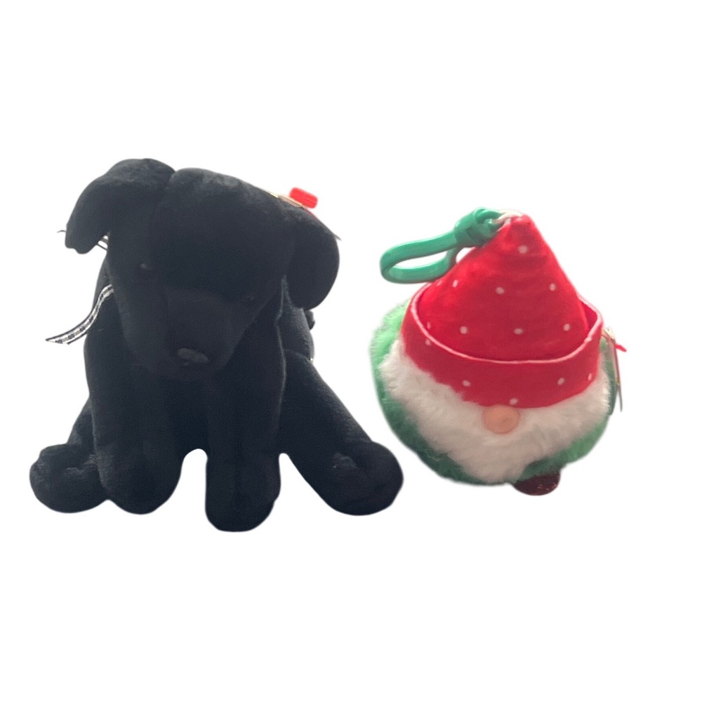 Ty Beanie Babies‎ Vintage 1998 Luke Black Lab Dog and Topsy Gnome Clip Plush Lot